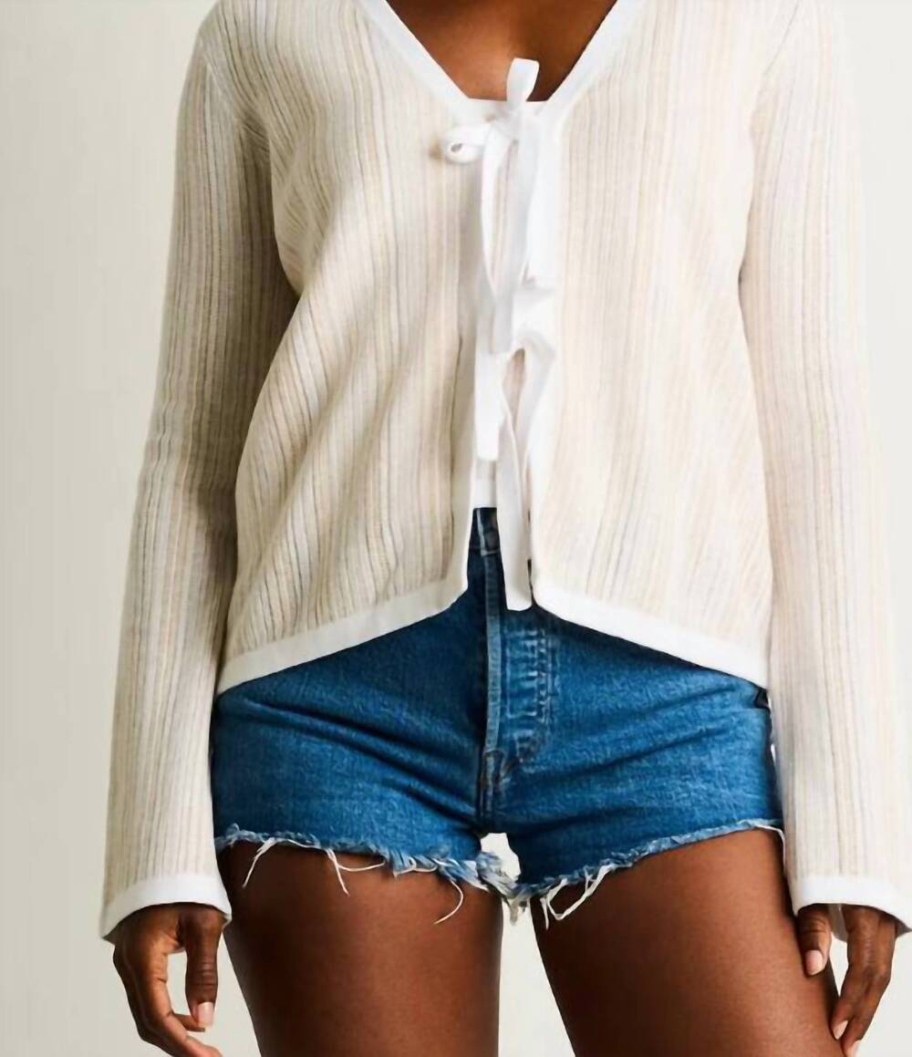 NEW LISA TODD sun kissed cardigan in white combo